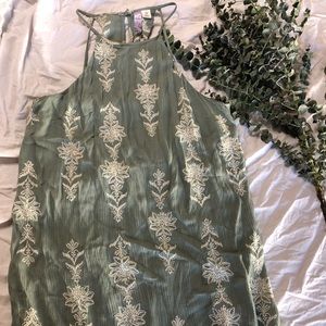 Embroidered green dress